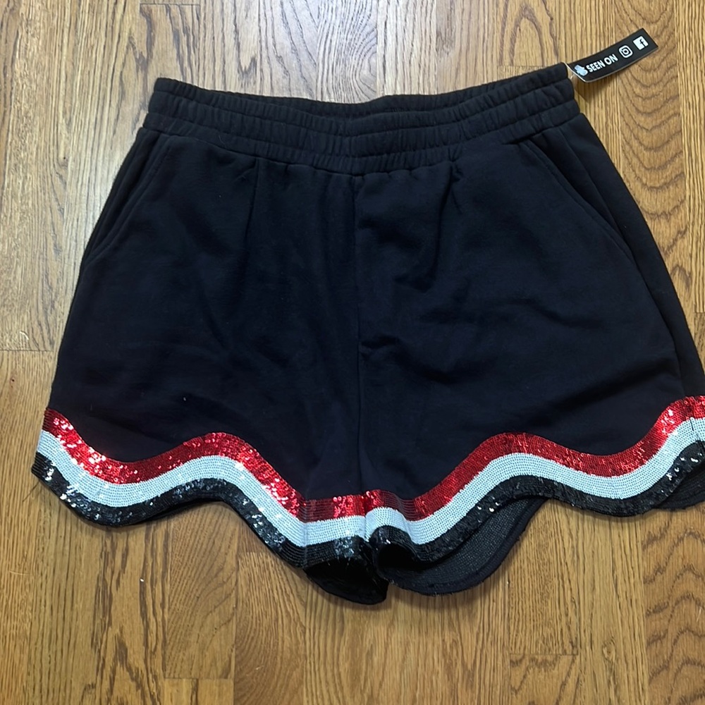 Queen of Sparkles Wavy Sweat Shorts with Bling! XL